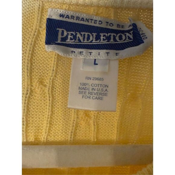 Pendleton Women’s Yellow Cable Knit Short Sleeve Sweater size LP - Picture 3 of 7